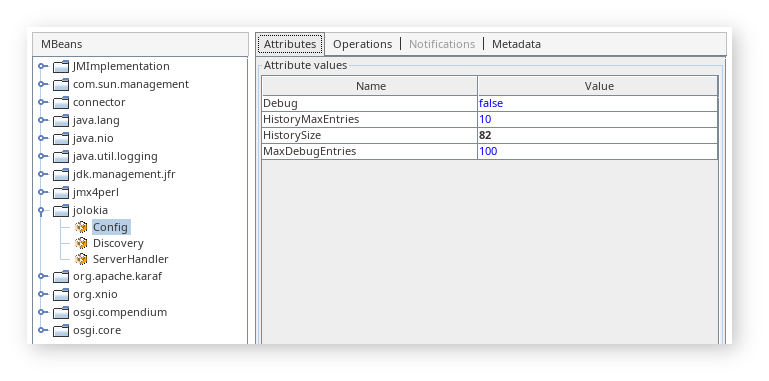 Jolokia 1 jolokia:type=Config MBean